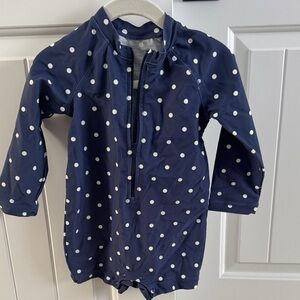 Primary Navy Polka Dot Kids Swim One Piece